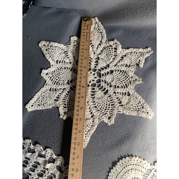 Vintage Crochet Lace Doilies Set of 3 Round & Starburst Patterns 10-12 Inches - Picture 8 of 15